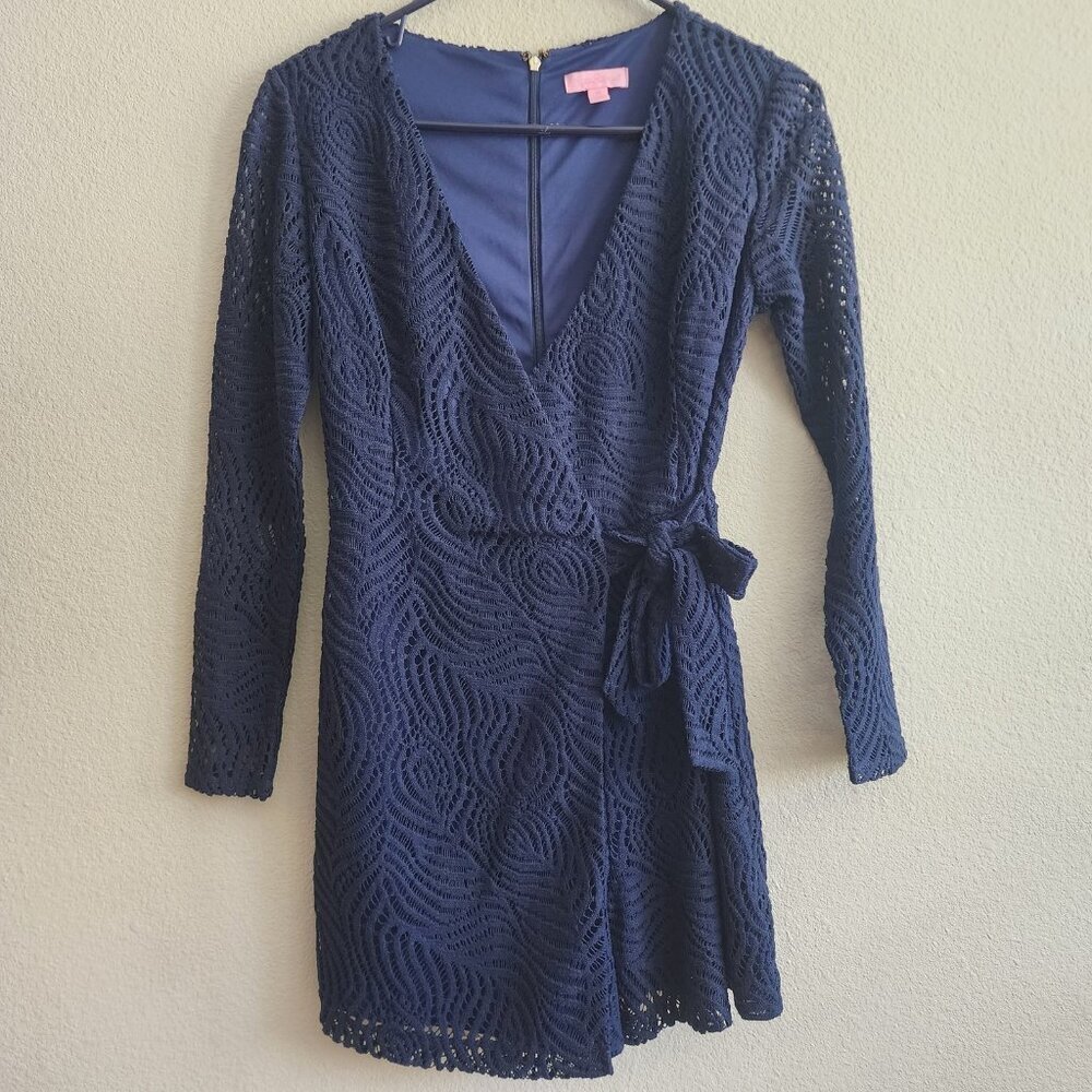 Lilly Pulitzer Romper Womens XS Lace Long Sleeve Wrap 30688